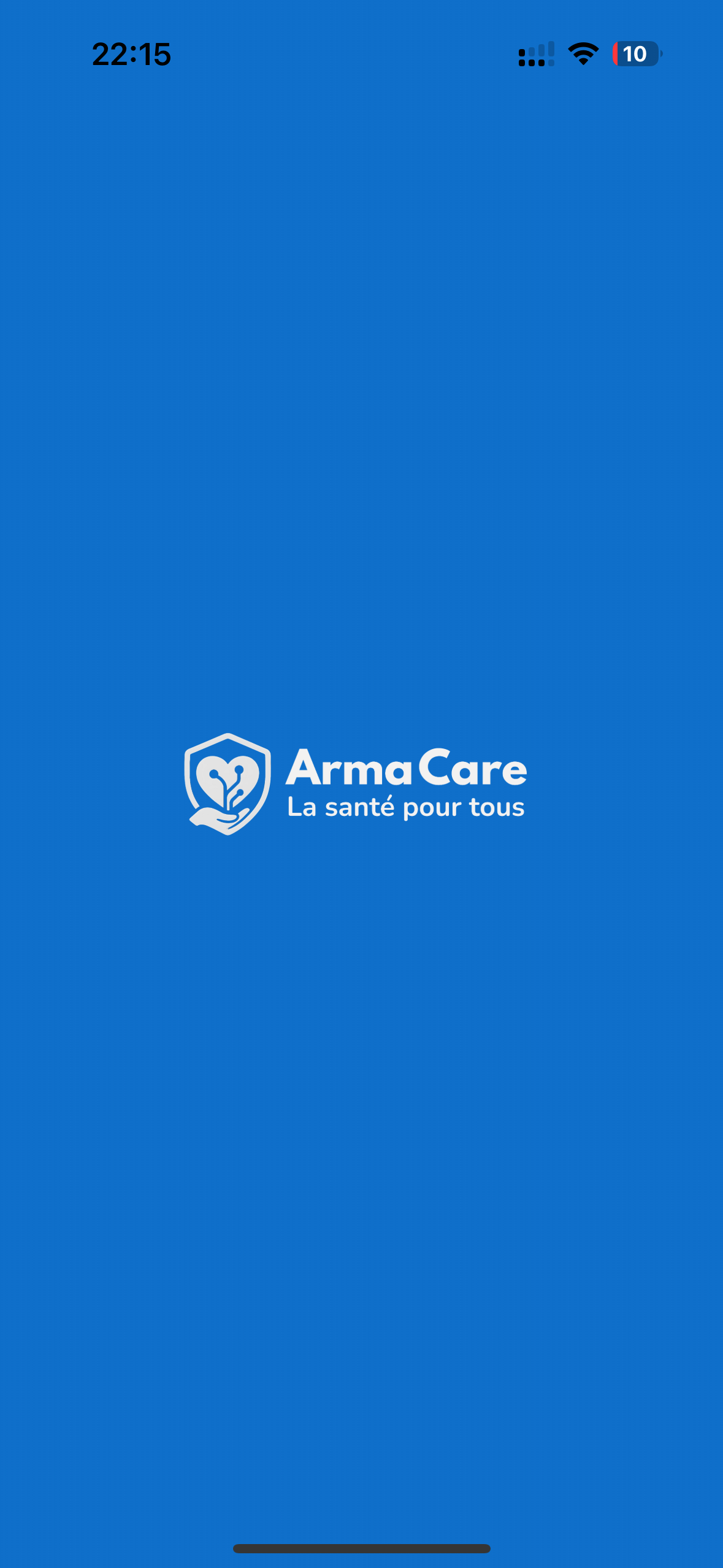 Écran d’accueil de l’application Arma Care