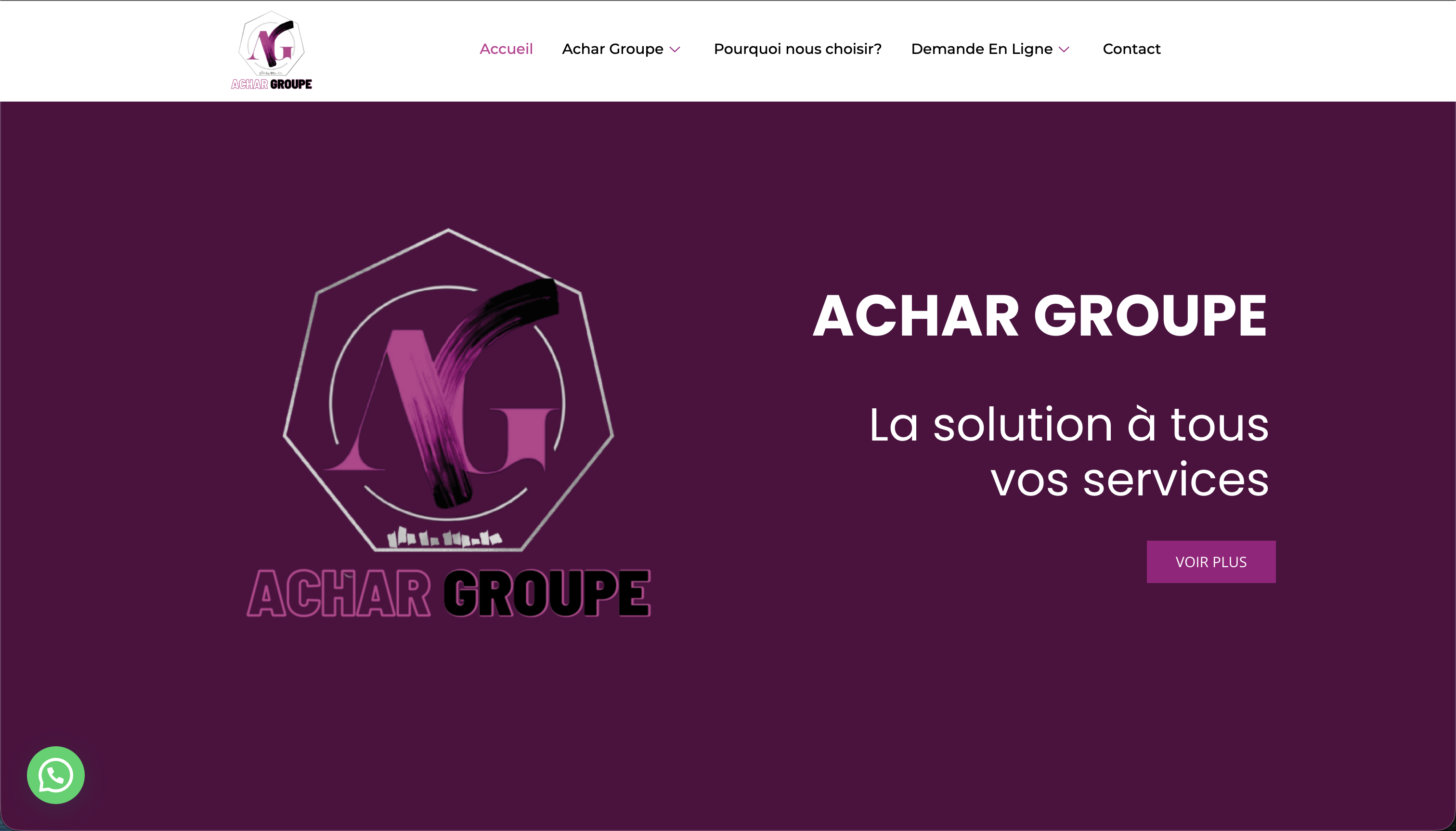 Aperçu du site ACHAR Groupe sur ordinateur