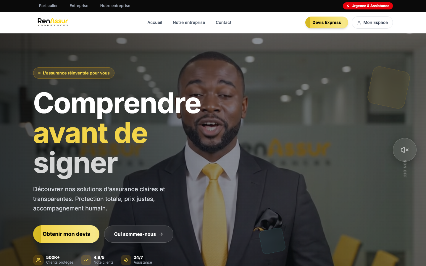 Aperçu du site RenAssur sur ordinateur